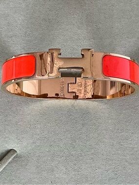 Designer Inspired H Bracelet in Coral Orange